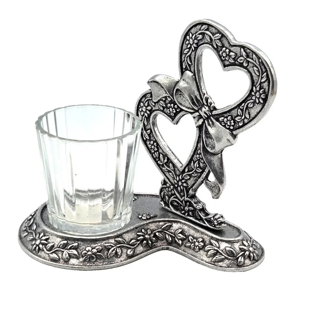 Metal Pewter Heart‎ Shaped Tea Light Candle Holder by Carson Statesmetal VINTAGE